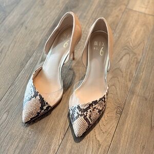Mix No. 6 Nude & Black Snake-Print D'Orsay Pointed-Toe Heels